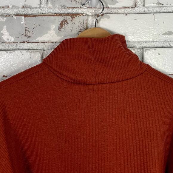 Rae Republic Burnt Orange Fall Drop Shoulder Long Sleeve Textured Mock-neck Top - Picture 6 of 8